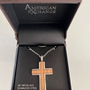 AMERICAN EXCHANGE Men's Stainless Steel Cross Necklace